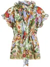 Etro Floral Ruffled Cotton Blouse In Multicolour