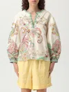 Etro Multicolor Blouse With V-neck And All-over Floral Print In Cotton Woman