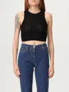 Etro Black Crop Top With Knitted Design And Openwork Detail In Black