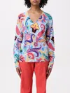 Etro Sweater With Multicoloured Floral Print In Blue