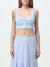 Etro Paisley Print Button Detail Cropped Top In Blue