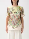 Etro Signature Print Silk T-shirt In Multicolor