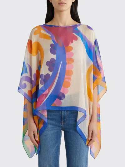 Etro White Georgette Oversized Paisley-print Asymmetric Poncho
