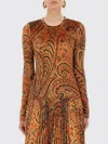 Etro Long Sleeve Fitted Paisley Top In Multi
