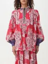 Etro Pintucked Floral-print Cotton And Silk-blend Voile Blouse In Red