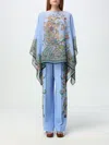 Etro Blue Cape With All-over Paisley Print In Silk Woman In Hellblau