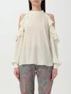 Etro Silk Top With Open Shoulders And Ruffles In White