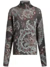 Etro All-over Floral Print Wool Top In Gray