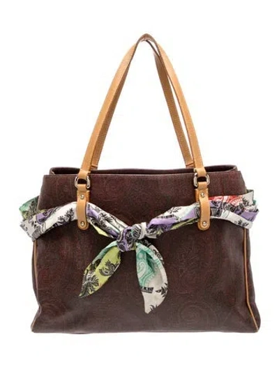 Pre-owned Etro Top Handle Bag In Burgundy