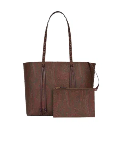 Etro Top Handle Shoulder Bag In Brown