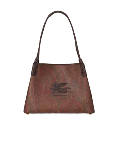 Etro Small Arnica Libra Paisley Jacquard Tote Bag In Brown