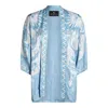 Etro Paisley Print Casual Kimono Top In Light Blue/white