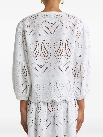 Etro Top ml White V-neck Embroidered