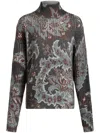 Etro All-over Floral Print Wool Top In Black