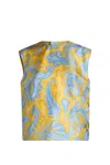 Etro Yellow Paisley Print Silk Top In Multicolor