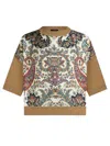 Etro Paisley Silk-inset Wool Knit Top In Multicolor