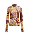 Etro Paisley Print Viscose Mock-neck Top In Multicolor