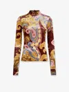 Etro Chenille Sweater With Print In Multicolor