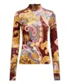 Etro Chenille Sweater With Print In Multicolor