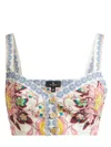 Etro Square Neck Cropped Floral Print Top In Multicolour