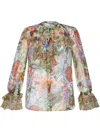 Etro Ruffled Floral-print Silk-crepon Blouse In Multicolour