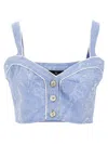 Etro Paisley Print Button Detail Cropped Top In Blue