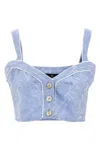 Etro Paisley Print Button Detail Cropped Top In Blue