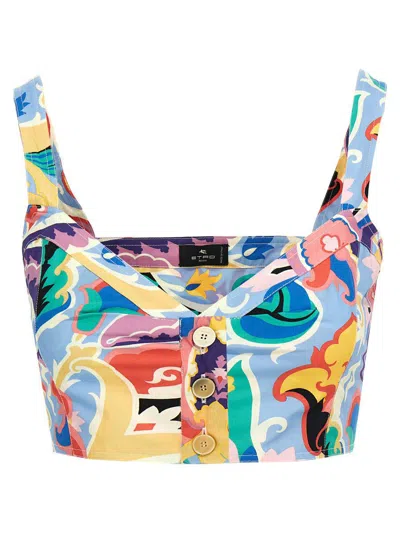 Etro Paisley Print Crop Top Square Neck In Multicolor