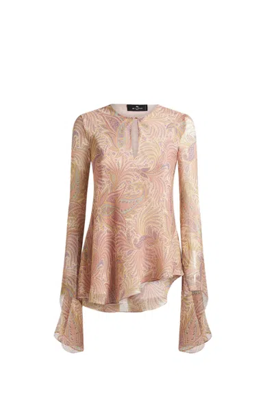 Etro Paisley Print Silk Blouse In Multicolour