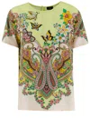 Etro Signature Print Silk T-shirt In Print On White Base