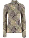 Etro Patchwork-print Wool Jersey Top In Print On White Base