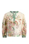 Etro Multicolor Blouse With V-neck And All-over Floral Print In Cotton Woman In White