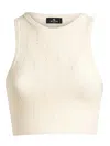 Etro Ivory Knitted Crop Top With Openwork Pattern In White