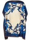 Etro Blue Dress With All-over Graphic Print And Straight Neckline In Silk Woman In White