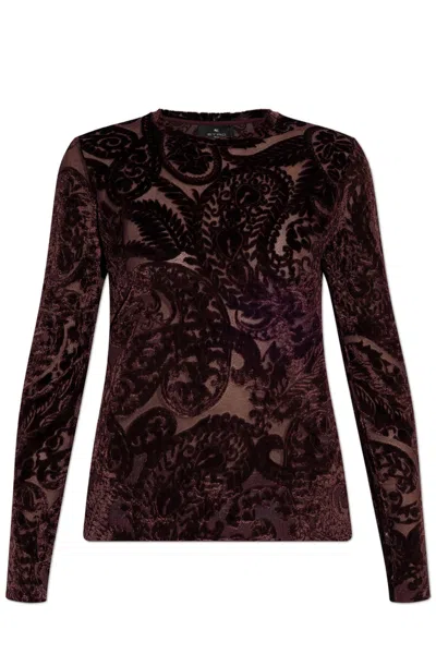 Etro Top With A Velvet Pattern In Brown