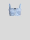 Etro Paisley Print Button Detail Cropped Top In Blue