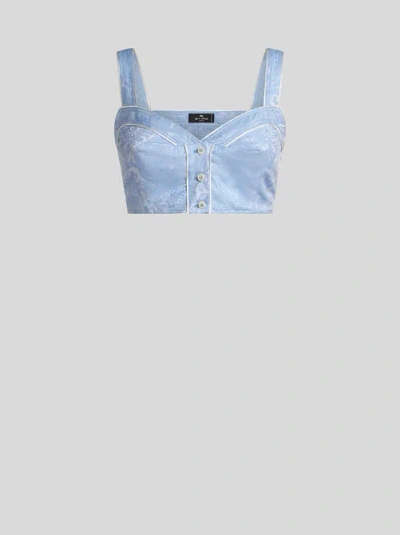 ETRO , TOP WITH BUTTONS, WOMAN, LIGHT BLUE, SIZE 46