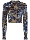 Etro Printed Crop Top In Blue