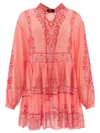 Etro Sheer Paisley Tiered Long Sleeve Tops In Pink