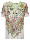 Etro Signature Print Silk T-shirt In White