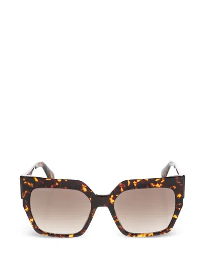 Etro Tortoiseshell-effect Geometric-frame Sunglasses In Brown
