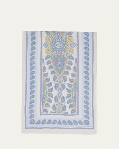 Etro Tosca Paisley-print Silk Scarf In Blue