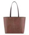 Etro Coated Canvas Shoulder Bag With Paisley Motif In Brown