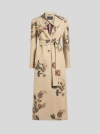 Etro Floral-print Belted Coat In Brown