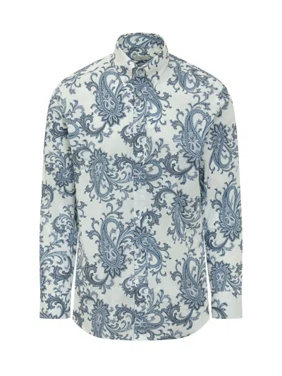 Etro Trendy Paint Splash Embroidered Shirt In Blue