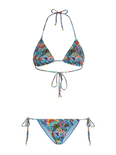 Etro Triangle Bikini Set In Blue