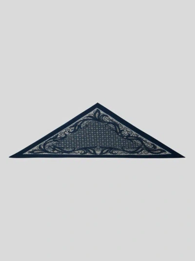 Etro , Triangular Wool Scarf With Tie Motif, Man, Blue