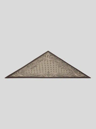 Etro , Triangular Wool Scarf With Tie Motif, Man, Brown
