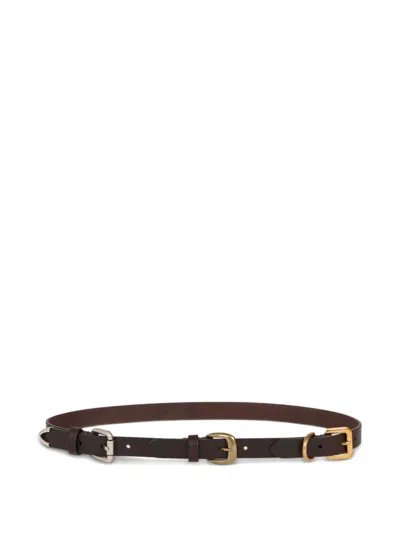 Etro Triple-buckle Leather Belt In Brown