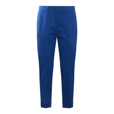 Etro Cobalt Blue Cotton Blend Trousers